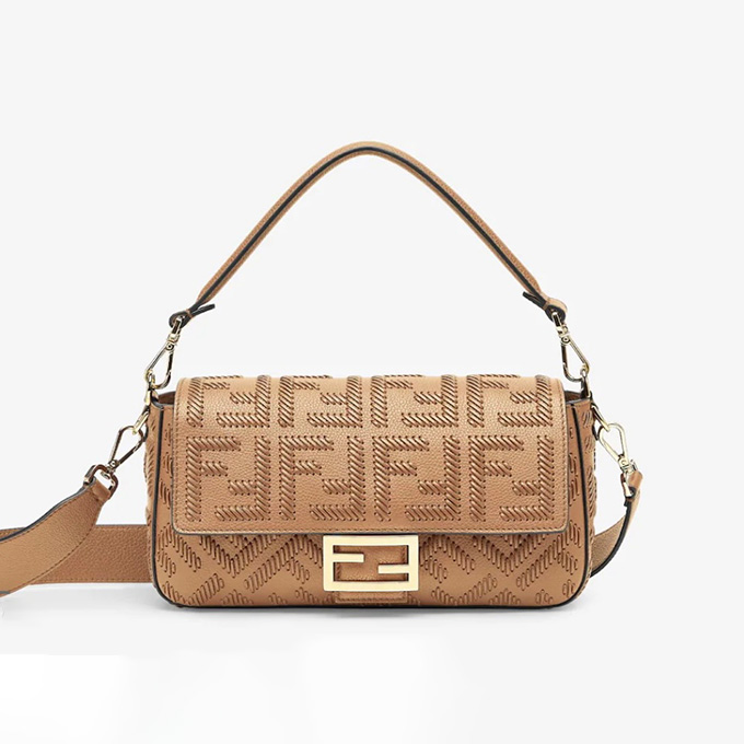 fendi baguette hand woven ff leather shoulder bag